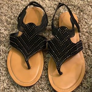 Avenue Black Studded Sandals Size 12W